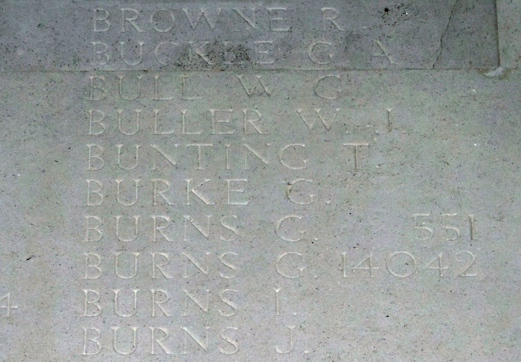 Thomas Bunting on Thiepval Memorial